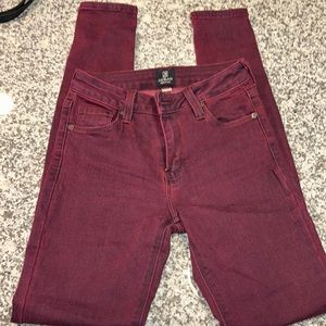 Just Black. Maroon and black tinted skinny jeans, size 24